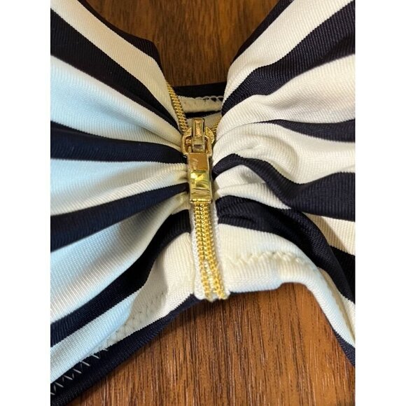 Ciao Bella Swimsuit Women 2XL Blue Striped Metallic Bikini Coastal Old Money - Picture 5 of 11